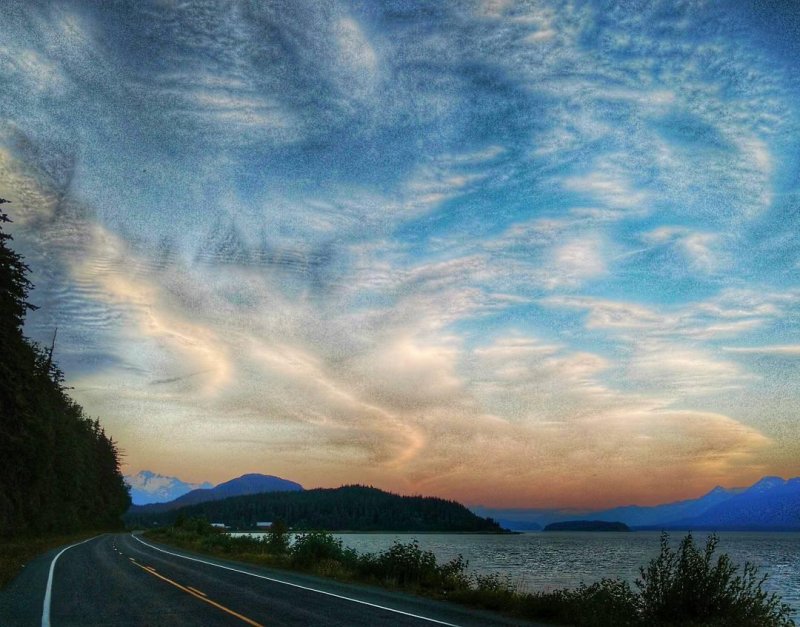 Quick thunderstorm today was refreshing, but a few weeks ago we were in Alaska with this sky.